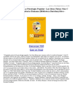 50 Grandes Mitos de La Psicologia Popular Las Ideas Falsas Mas C Omunes Sobre La Conducta Huma PDF