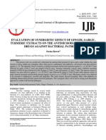 Evaluation of Synergistic Effect of Ginger, Garlic, Turmeric Extracts On The Antimicrobial Activity of Drugs Against Bacterial Pathogens