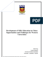 Development of MBA Education in China: Opportunities and Challenges For Western Universities