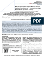 Gene Frequencies of Haemoglobin Genotype, ABO and Rhesus Blood Groups Among Students Population of A Private University in Nigeria-Implications For Blood Banking