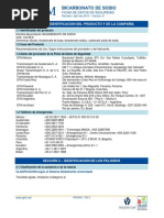 Hoja de Datos de Seguridd Del Bicarbonato de Sodio