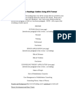 Portfolio Headings Outline Using APA Format