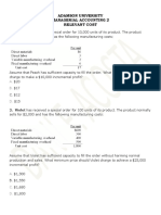 MA2E Relevant Cost Exercises