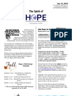 Jul 18 2010 Spirit of Hope Newsletter, Hope Evangelical Lutheran Church