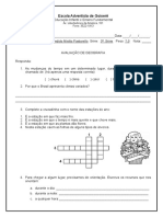 Avaliação de Geografia 3a. Série