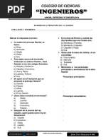 Examen de Literatura de 1ro Secundaria