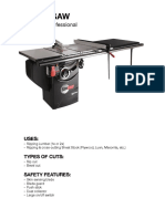 Table Saw Fact Sheet