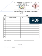 Ficha de Inscripción y Nómina de Jugadores de Atletismo Varones