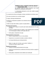 Manual de Procedimiento para La Manipulación de Alimentos en Un Cedi