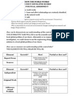 How The World Works - Student Directed Summative Assessment Rubric