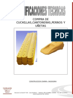 Especificaciones Tecnicas Cuchillas Uñetas Motoniveladora