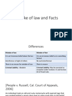 Mistake of Law and Facts