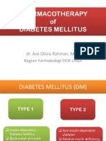 Pharmacotherapy of Diabetes Mellitus: Dr. Ave Olivia Rahman, Msc. Bagian Farmakologi Fkik Unja