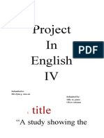 Project in English IV: "A Study Showing The