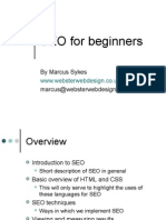 SEO For Beginners: by Marcus Sykes Marcus@websterwebdesign - Co.uk