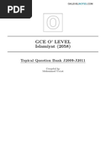 Gce O' Level Islamiyat (2058) : Topical Question Bank J2009-J2011