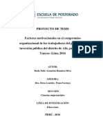 Factores Motivacionales en El Compromiso Organizacional de Los Docentes de La Institución Educativa Mártir Daniel Alcides Carrion