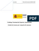 Ministerio de Medio Ambiente Listado CNEA Especies Amenazadas Web