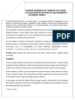 Clasificacion y Seleccion de Materiales de Cambio de Fase Segun Caracteristicas para Su Aplicacion en Sistemas de Almacenamiento de Energia Termica