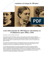 150 Pastoras Adventistas A Lo Largo de 150 Años