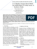 Appropriateness of Mother-Tongue Based Multi-Lingual Education (MTB-MLE) in Urban Areas A Synthesis Study