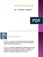 Asset Liabilities + Owner's Equity