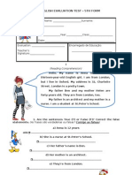 English Evaluation Test - 5Th Form: (Reading Comprehension)