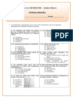 Prueba de Nivel de Ciencias. Quinto Básico 2018.