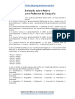 Simulado Sobre Relevo Concurso Professor de Geografia