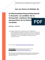 Iglesias, Tensiones en Torno Al Debate de La Profesionalización-Proletarización Docente