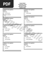 SOS Sample Legislature Ballot 2010