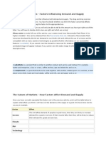 The Nature of Markets - Factors Influencing Demand and Supply