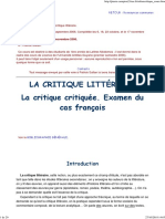 La Critique Littéraire