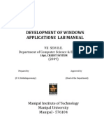 Development of Windows Applications Lab Manual: Vii Sem B.E. Department of Computer Science & Engineering (2009)