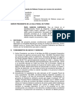 Interposición de Demanda de Hábeas Corpus Por Exceso de Carcelería