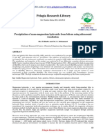 Pelagia Research Library: Precipitation of Nano-Magnesium Hydroxide From Bittern Using Ultrasound Irradiation