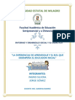 La Experiencias de Aprendizaje y El Rol Que Desempeña El Educador Inicial