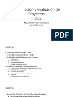 Formulación y Evaluación de Proyectos Índice: Mag. Alberto V. Cervantes Castro Reg. CIP #49453