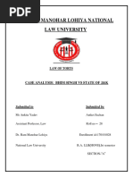 Law of Torts - Bhim Singh v. State of Jammu& Kashmir