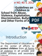 Policy and Guidelines On Protecting Children in School From Abuse, Violence, Exploitation, Discrimination, Bullying and Other Forms of Abuse