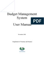 Budget Management System User Manual: Department of Treasury and Finance