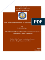 Factors Affecting Non Performing Loans in Case of Commercial Bank of Ethiopia