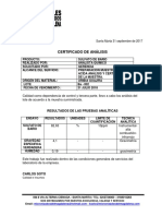 Certificado de Análisis: Resultados de Las Pruebas Analíticas