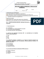 Evaluacion de Biologia II Medio Hormonas y Regulacion Hormonal