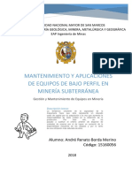 Mantenimiento y Aplicaciones de Equipos de Bajo Perfil en Minería Subterránea