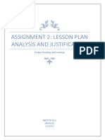 Assignment 2: Lesson Plan Analysis and Justification: Design Teaching and Learning