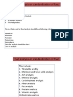 Analysis of Food or Standardization