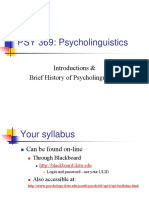 PSY 369: Psycholinguistics: Introductions & Brief History of Psycholinguistics