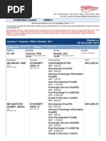 Confirmation Number: Admxji: Journey 1: Varanasi, VNS To Sharjah, SHJ Booked On 23/ November /2018 Outbound: Depart