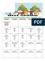 Maysville Grade School Breakfast Menu - December 2018: Monday Tuesday Wednesday Thursday Friday